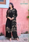 Noorani By Mittoo Mul Chanderi Handwork Kurti With Bottom Dupatta